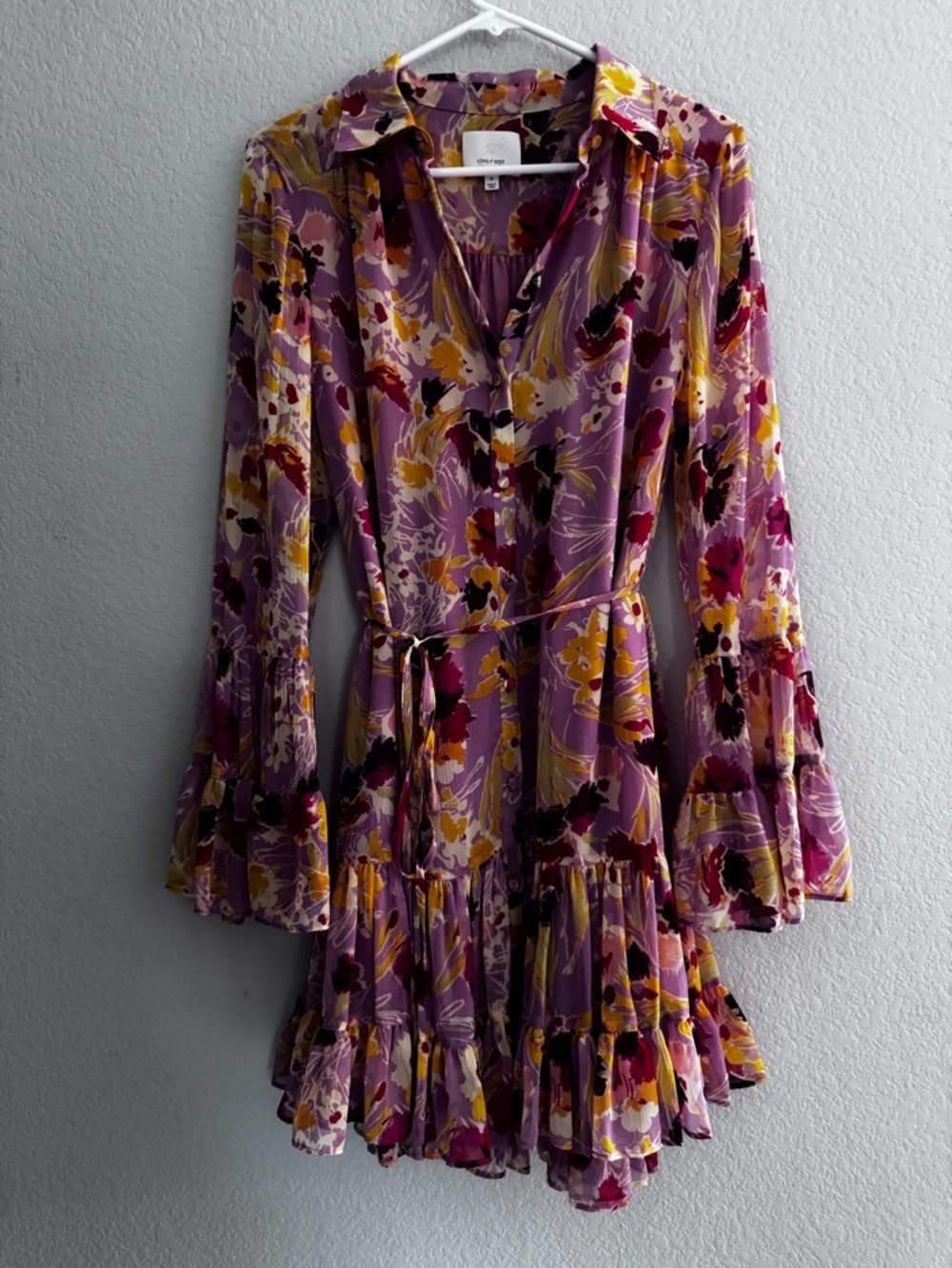 Cinq À Sept Womens Tossed Floral Lyra Dress, mauve orchid 6 - Picture 7 of 9